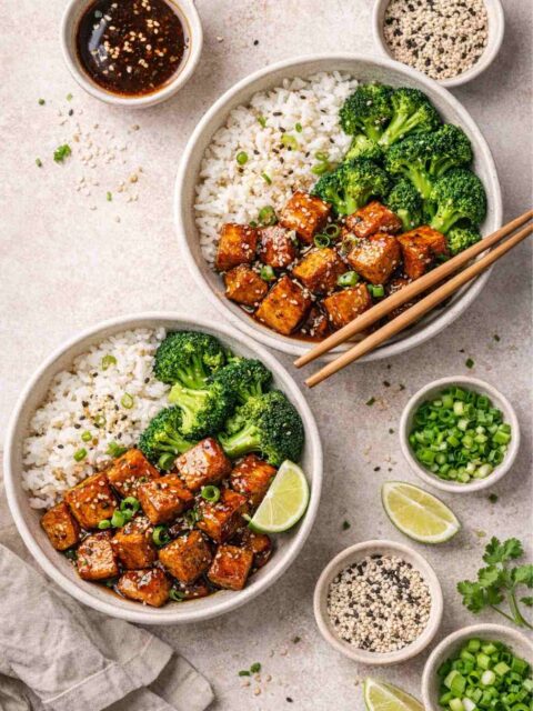 Teriyaki-Tofu mit Jasminreis und Brokkoli – Einfach & Vegan