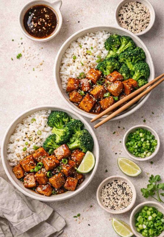 Teriyaki-Tofu mit Jasminreis und Brokkoli – Einfach & Vegan