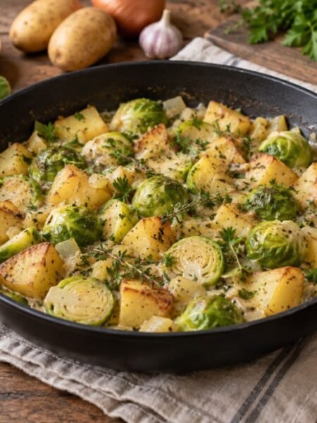 Cremige Rosenkohl-Kartoffel-Pfanne – einfach & herzhaft