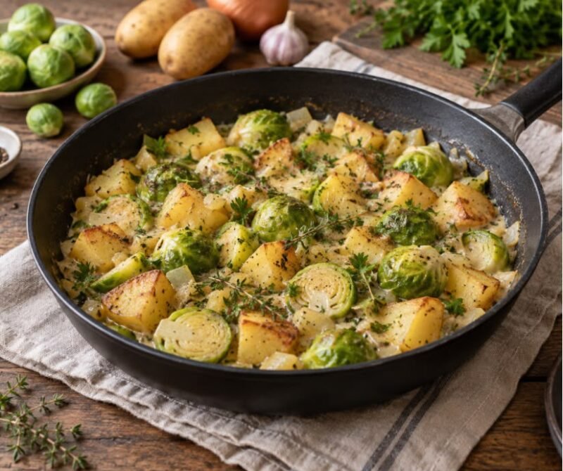 Cremige Rosenkohl-Kartoffel-Pfanne – einfach & herzhaft