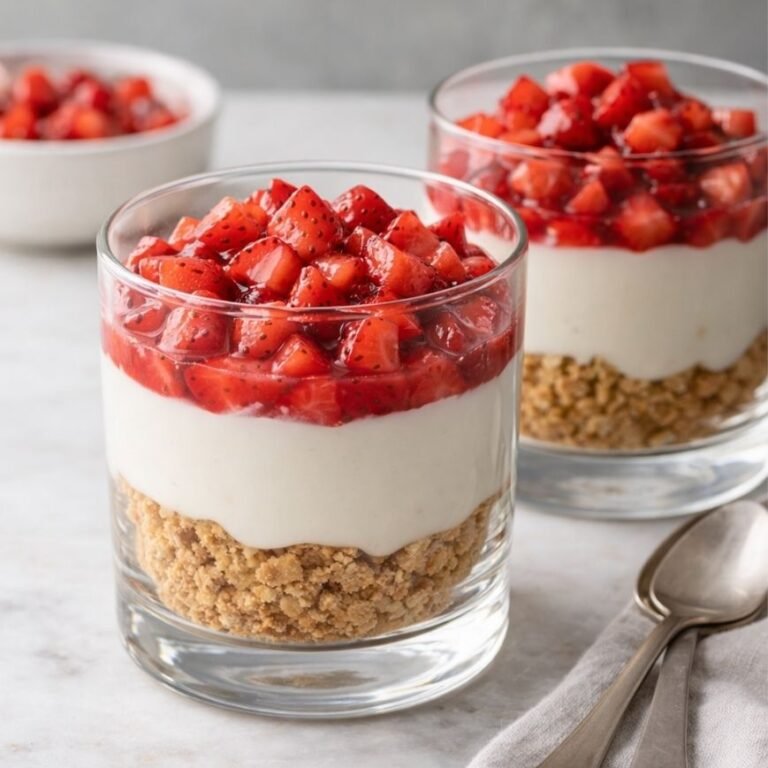 Erdbeer-Schichtdessert – vegan im Glas und einfach ohne Backen
