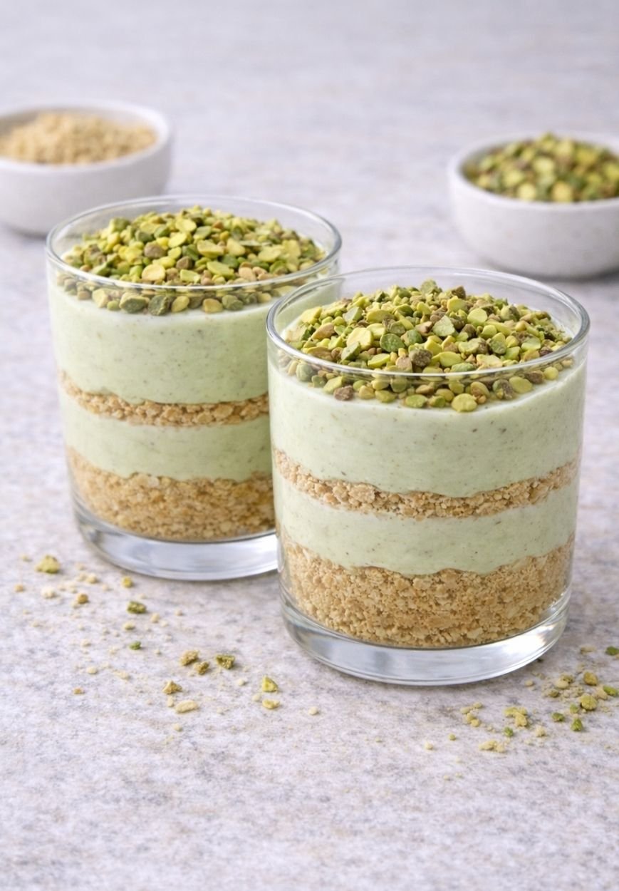 Pistazien-Schichtdessert – vegan im Glas